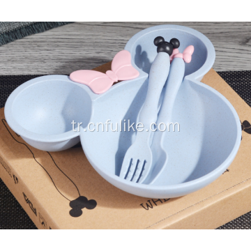 Buğday Samanı Mickey Mouse Şekli Yemek Takımı